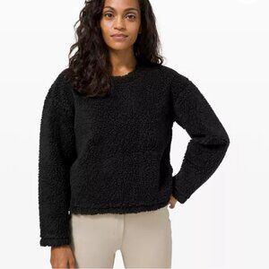 Lululemon Wool Whenever Crew Neck Sweater Wool Blend Sherpa Black Size 2
